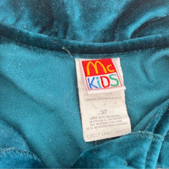 Vintage McKids Green Velvet Embroidered Floral Button Down Collared Top Size 3T - Picture 3 of 8